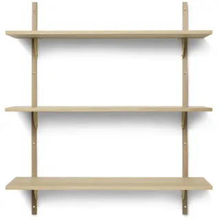 Ferm Living - Sector Wandregal triple, 87 cm, Eiche / Messing