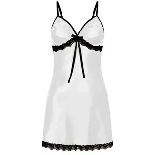 LHSJYG Seidennachthemd Damen Sexy Nachthemd for Frauen Sexy Nachthemd Nachtwäsche Plus Size Lace Floral Weibliche Dessous Hosenträger Nachthemd Robe(White,S)