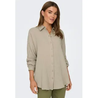 ONLY Longbluse ONLTHYRA OVERSIZED SHIRT NOOS WVN beige M (38)