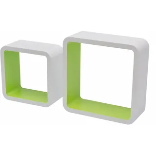 DURAline 2DC Dekoratives Wandregal, MDF, Weiß-Grün, 26 x 10 x 26 cm, 2-Einheiten, 1179686
