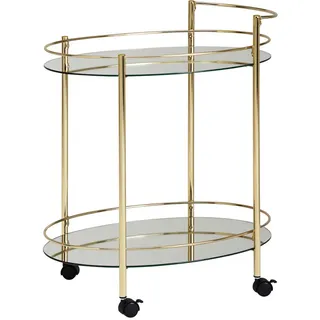 KADIMA DESIGN Servierwagen, Retro-Charme, 2 Glasplatten, rollbar, stabile Stahlkonstruktion, leicht zu reinigen.