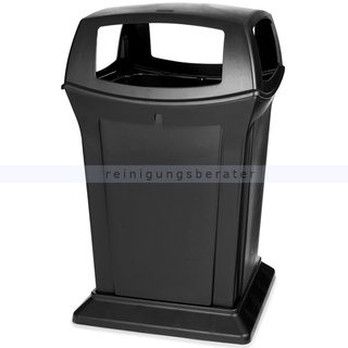 Mülltonne Rubbermaid Ranger 4-fach Einwurf 170 L schwarz eckiger Container mit 4 Öffnungen
