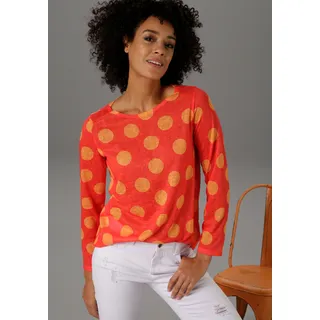 Langarmshirt ANISTON CASUAL Gr. 44, orange (orangerot, orange) Damen Shirts Langarmshirt Rundhalsshirt Jersey mit Punkten Bestseller