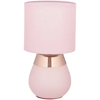 Relaxdays Tischlampe Stoffschirm Kupfer Pink
