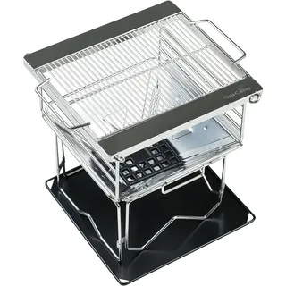 AceCamp Holzkohlegrill Charcoal BBQ Premium Small mit Tragegriff, Einzelartikel, Kompakt, mobil, holzkohlegeeignet, stabile Ausführung schwarz