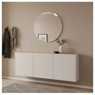 Lomadox Garderoben-Set LAPUA-01, (Spar-Set, 2-St., Garderobenspiegel Schuhschrank), in kaschmir und Eiche, ideal für schmale Flure weiß