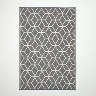 Homescapes wetterfester Outdoor-Teppich mit geometrischem Muster in Grau und Weiß, Wendeteppich für Innen- und Außenbereich, 120 x 180 cm