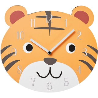 AMARE Wanduhr Kinderdesign Tiger, 31 x 2 cm in Orange
