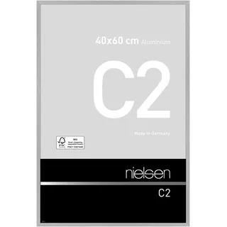 nielsen Bilderrahmen, 40 x 60 cm, Aluminium, Silber matt, Posterrahmen zum Aufhängen im Hoch- & Querformat, Echtglas, C2
