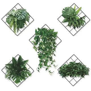 Dedom 3D-Wandtattoo Pflanzen Wanddeko, 2 Stück Wandaufkleber, lebhafte grüne Pflanzen grün