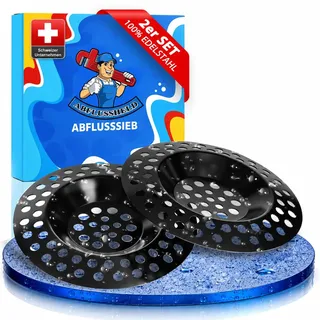 ABFLUSSHELD Abflusssieb Edelstahl - Abfluss Sieb Universal & Kratzfrei | 2er Set Haarsieb für Waschbecken Badewanne Küchenspüle & Dusche - Duschsieb Rostfrei & Leicht zu Reinigen