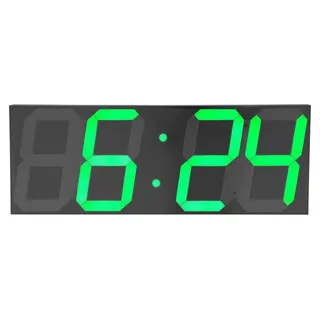 LED Digitale Wanduhr - Große Anzeige - Fernbedienung - 45x16cm - 142 LED-Leuchten - Schwarz