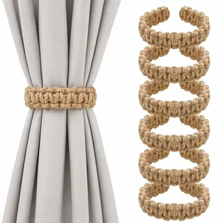 6er-Pack elegante, handgeflochtene Gardinenhalter, exquisite und kompakte Wohnaccessoires, elegantes rustikales Gardinenzubehör für Zuhause, Büro, Garten, Schlafzimmer