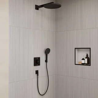 hansgrohe Raindance Alive S 300 1 jet Duschsystem, Kopfbrause rund, Badarmaturen, mattschwarz