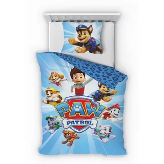 Träumschön Kinderbettwäsche Paw Patrol 135x200 + 80x80 cm, 100% Baumwolle, Paw Patrol Mighty Pups, Renforcé, 2 teilig, mit Reißverschluss, 100% Baumwolle, Bettwäsche-Set für Kinder
