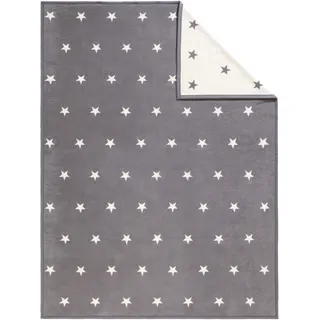 Wohndecke IBENA "Star" Wohndecken Gr. B/L: 150 cm x 200 cm, grau (grau, creme) Baumwolldecken mit kleinen Sternen, Kuscheldecke