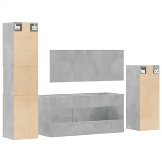 vidaXL 4-tlg. Badmöbel-Set Betongrau Holzwerkstoff