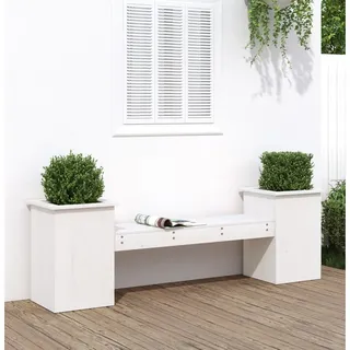 Teenpull – Gartenbank Mit Pflanzkübeln Weiß 184,5x39,5x56,5 Cm Kiefernholz