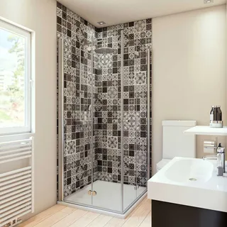 Breuer Duschrückwand Fliesenoptik Marokko-Design grau/weiß 150 x 255 cm