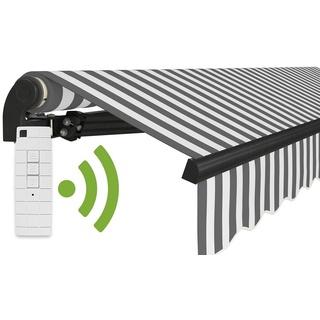 empasa Gelenkarmmarkise "START PLUS" elektrische Markise mit Fernbedienung & Handkurbel grau|weiß 350 cm x 250 cm