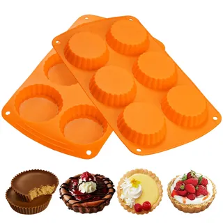 webake Tarteform Klein Silikon 2 Stück Mini Törtchen Formen 7.5 cm Quicheform Peanut Butter Cups Form Quiche Backform