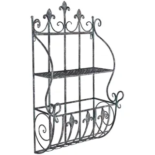 PALAZZO INT Badregal MAISON PROVENCE Wandregal Shabby Chic Vintage Regal mit Handtuchhalter 62 cm Metall Antik Wandboard Küche Badezimmer Landhausstil Regal Wandablage Flur Wand Deko Eisen Patina