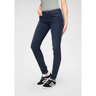 Skinny-fit-Jeans PEPE JEANS "SOHO" Gr. 32, Länge 30, blau (h45 dark used worn) Damen Jeans Röhrenjeans im 5-Pocket-Stil mit 1-Knopf Bund und Stretch-Anteil