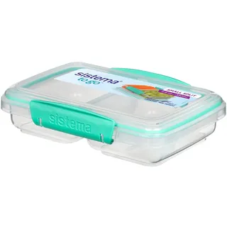 Sistema 4er Pack Lunchbox Small Split To Go, in 2 Sektionen unterteilt, 350ml - Minze/Lila/Ozeanblau