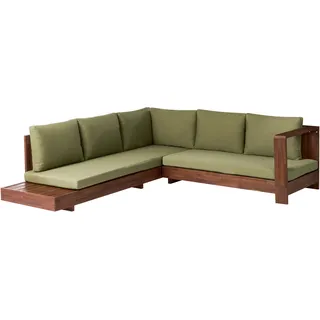 Beliani Garten Ecksofa 5-Sitzer Holz braun/grün
