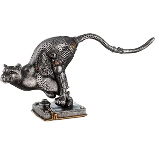 Brillibrum Design Figur Steampunk Raubkatze Deko Puma Mechanical Skulptur Zahnrad Dekoration Industrial Steam Punk Kunst Figur (Puma/Variante 4)