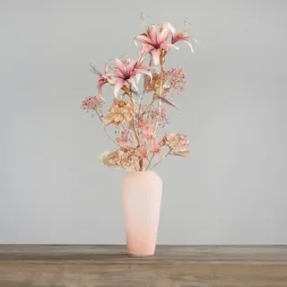 PUR FLEUR Premium-Bouquet rosa & beige inkl. Glas-Vase Höhe 90cm, Ø 40cm