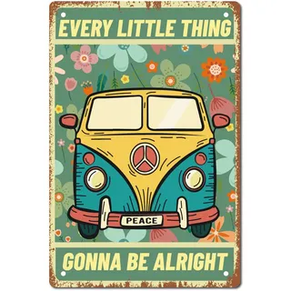 CREATCIN Every Little Thing Gonna Be Alright Peace Vintage Blechschild Aus Metall Retro-Wanddekoration Hausschild Poster Für Zuhause Bar Pub Garten Küche Kaffee Garage Dekoration 12 x 8 Zoll