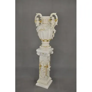 JVmoebel Dekovase Design Blumen Topf XXL Vase Vasen Handarbeit Deko Kelch Pokal 70cm, Made in Europa beige