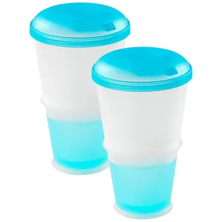 Rosenstein & Söhne Müslibecher: 2er-Set Müsli-to-go-Becher mit Milch-Kühlfach & Löffel (Joghurtbecher to Go, Joghurtbecher mit Löffel, Dose)