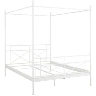 loft24 Himmelbett Tanja - Bett Bettgestell Bettrahmen Metallbett Doppelbett, Landhausstil, Metall, 160x200 cm weiß