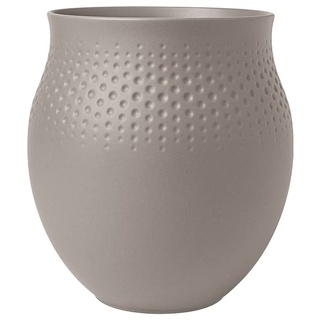 Villeroy & Boch - Manufacture Collier taupe, große Vase Perle, 18 cm, Premium Porzellan, Taupe