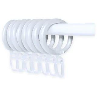 Gardinenringe Ösen Gleiter mit Faltenleghaken 10 Stück Vorhangstangen 16 mm #196 (weiß)