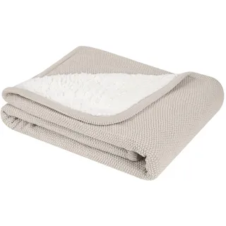 Kikkaboo Babydecke gestrickt Dream big 100 x 75 cm, Schmusedecke, 100% Baumwolle hellbraun