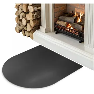 Tulup Bodenschutzplatte Funkenschutzplatte Metall Schwarz, Stahlplatte Für Kamin Halbkreis | 80 cm x 70 mm