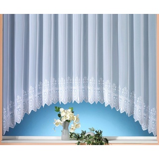 Gardine Heidelberg, Weckbrodt, Kräuselband (1 St), transparent, Voile, C-Bogenstore, Store, Voile, mit 1 Bordüre, Kante, gebogt, floral weiß 600 cm x 145 cm