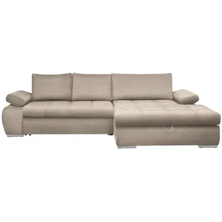 CARRYHOME Ecksofa, Beige, Textil, Uni, 4-Sitzer, Füllung: Schaumstoff, Ottomane rechts, L-Form, 294x173 cm, Stoffauswahl, seitenverkehrt erhältlich, Schlafen auf Sitzhöhe, Rücken echt, Wohnzimmer, Sofas , Couches, Wohnlandschaften, Ecksofas