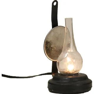 Krippenzubehör Lampe mit Spiegel, Windlicht, 5 cm, Metall Deko - Schwarz/Weiß