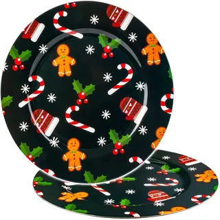alles-meine.de GmbH Teller/Platzteller - Weihnachten Motiv frei wählbar Ø 33 cm - großer Unterteller/Plätzchenteller - Weihnachtsteller rund flach - Dekoteller - gedeckte..
