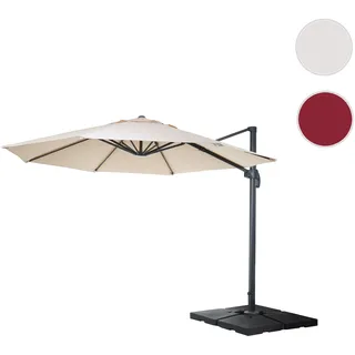 Gastronomie-Ampelschirm HWC-A96, Sonnenschirm, rund Ø 4m Polyester/Alu 27kg ~ creme mit Ständer