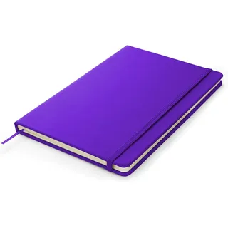 Notizbuch mit festem Einband aus PU-Leder, DIN A5, liniert violett
