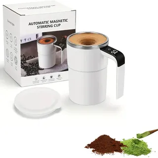 Xpwghap 380ml Intelligente Kaffeetasse Mit Deckel,selbstrührender Magnetischer Kaffeebecher Mit Temperaturanzeige,self-stirring Magnetic Coffee Cup with Temp Display,für Kaffee, Milch-B