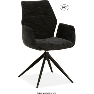 omg design Drehstuhl Puebla Polyester schwarz 2er Set