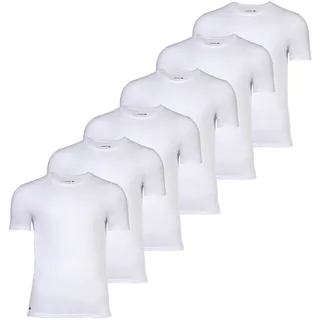 LACOSTE Herren T-Shirts, 6er Pack - Essentials, Rundhals, Slim Fit, Baumwolle, einfarbig Weiß / S