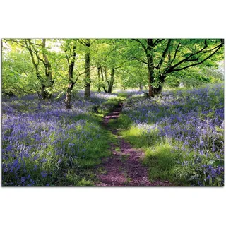 Wallario Outdoor-Poster für Garten oder Balkon Blaues Hasenglöckchen im Wald, Motivbanner Größe: ca. 60 x 90 cm, Outdoor-Bild