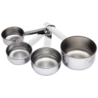 KitchenCraft Messbecher Set, Edelstahl Messlöffel Becher zum Backen und Kochen, 4er Set, Silber